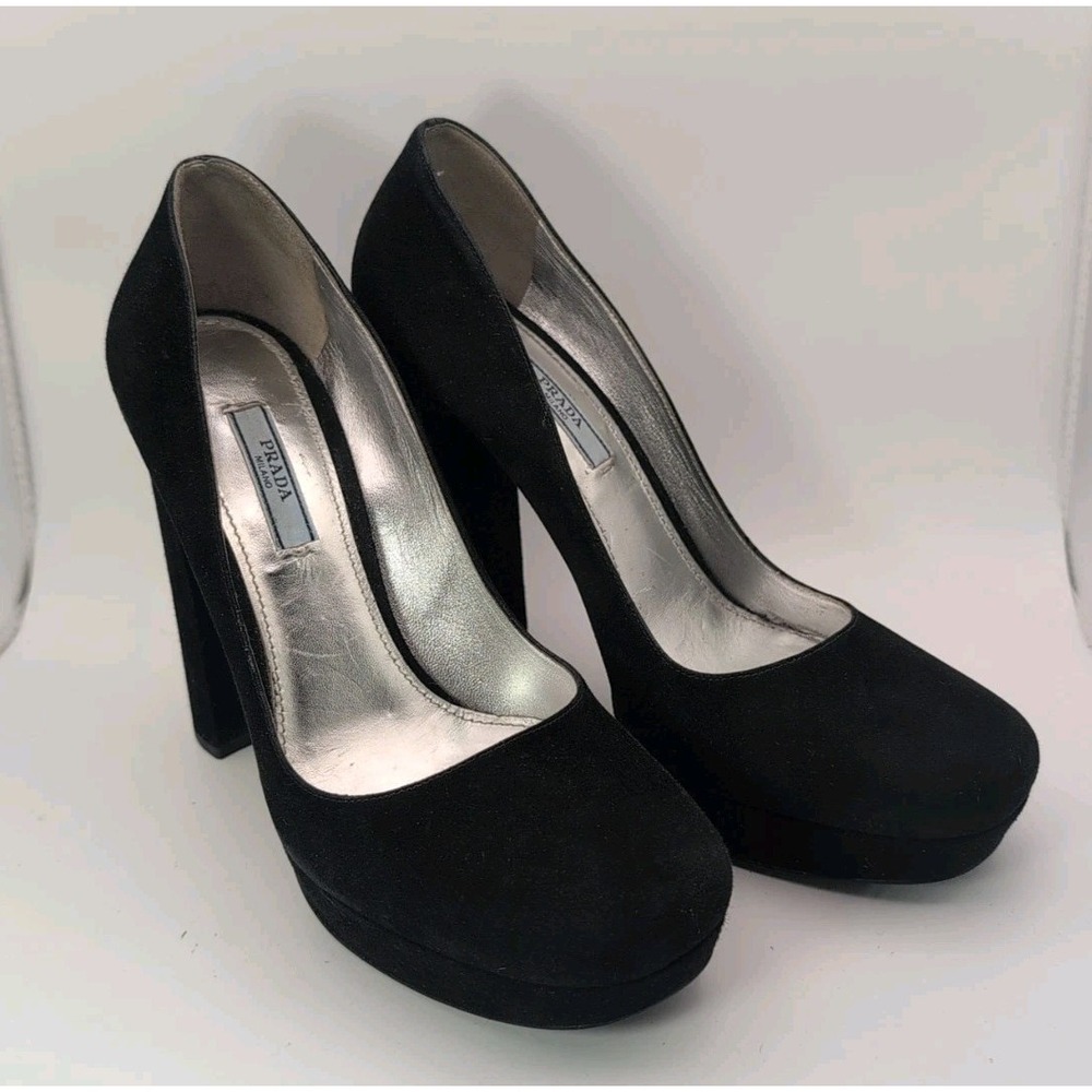 Women's Prada Platform Suede Calzature Donna Chunky Heel Sz 40/9